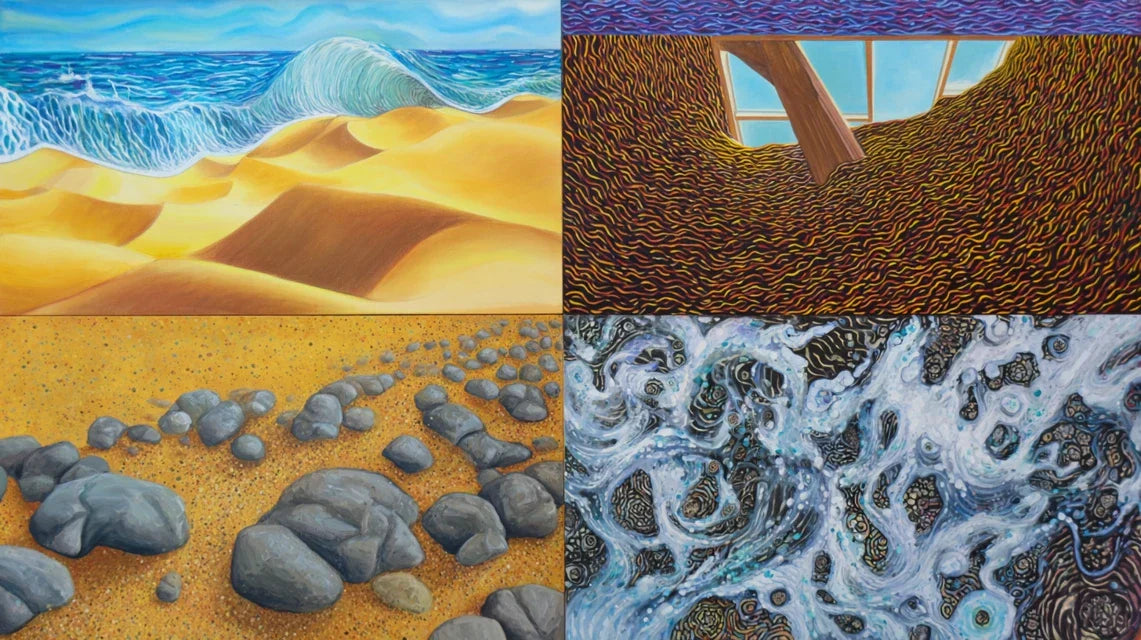 Tableaux et formes naturelles : roches, vagues, dunes