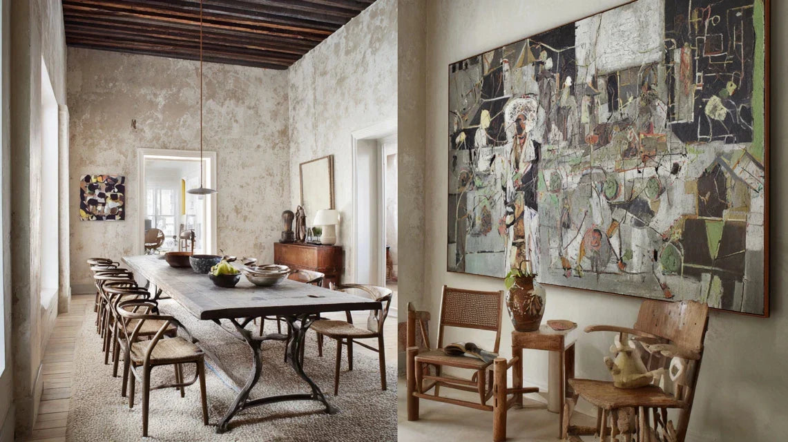 Sublimer un intérieur rustique avec des tableaux contemporains