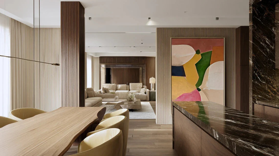 Créer une ambiance flexible avec un tableau dans une pièce mixte