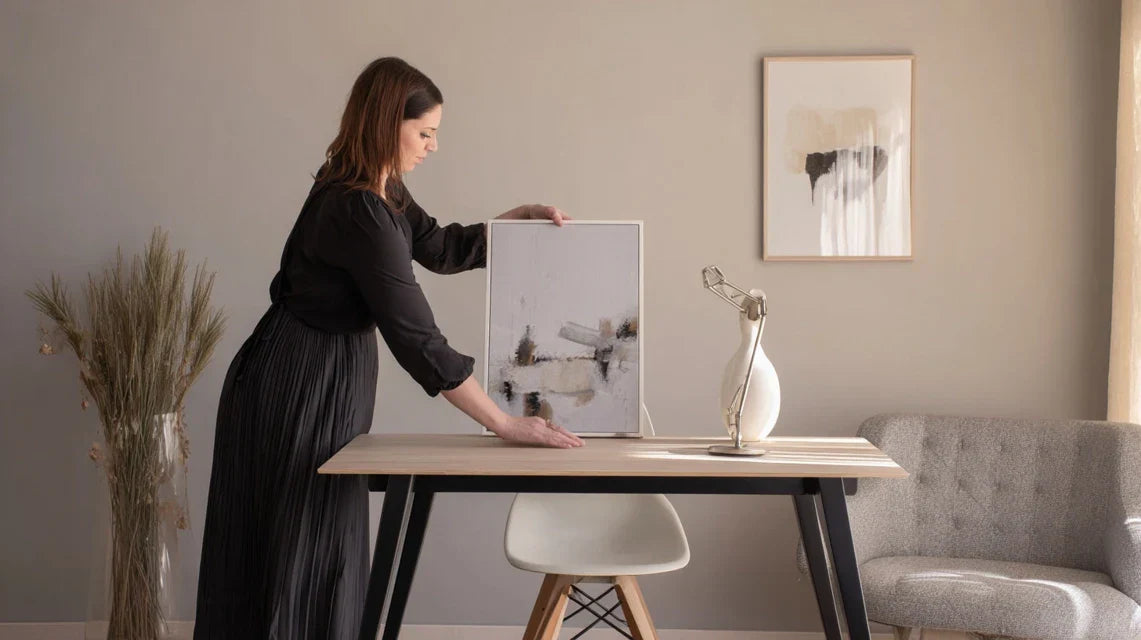 Intégrer une œuvre dans un salon-bureau sans déséquilibrer les usages