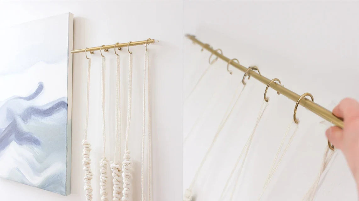 DIY : utiliser des baguettes, tiges ou cordes pour suspendre plusieurs œuvres