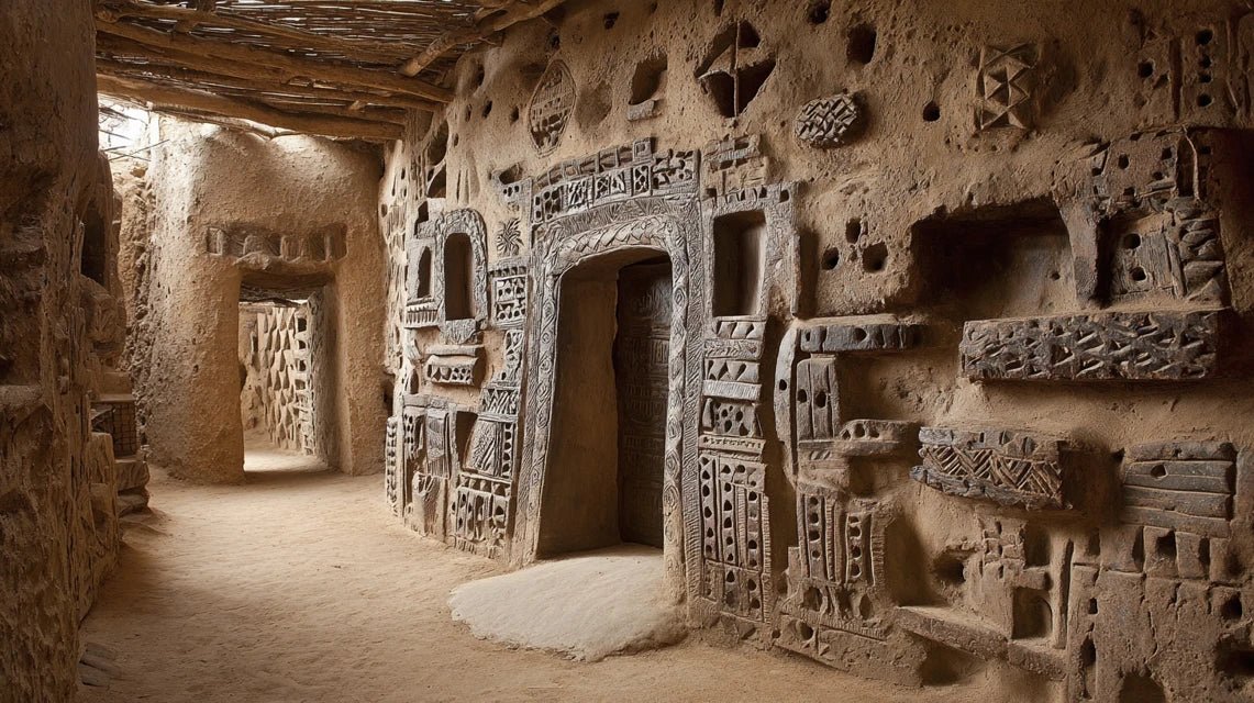 Art des portes sculptées Dogon : cosmogonie en décoration murale