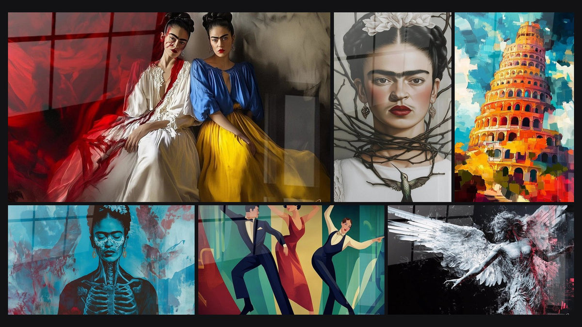 Mosaico di sei quadri, tra cui Ispirato alle Due Frida di Frida Kahlo N°1
