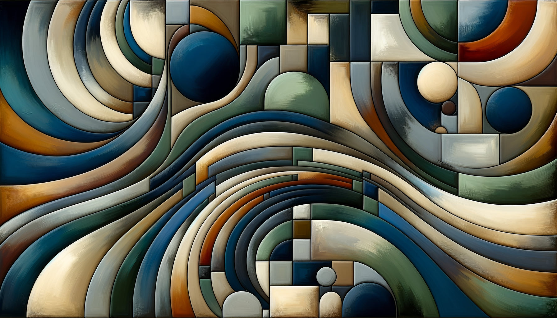 Peinture abstraite de Birger Carlstedt fusionnant formes géométriques constructivistes et courbes organiques naturelles, modernisme finlandais années 1950