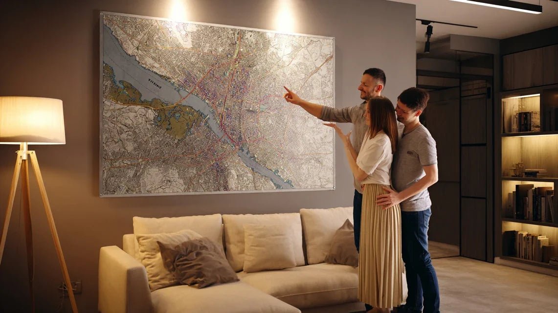 Carte murale personnalisée : un lieu cher en grand format