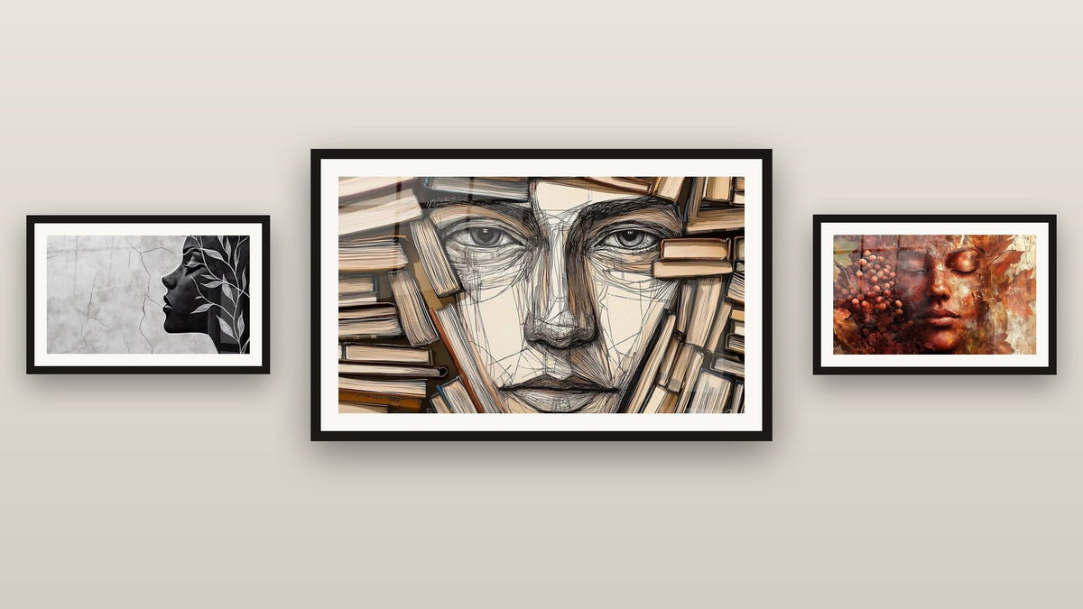 Gallery wall with three framed paintings