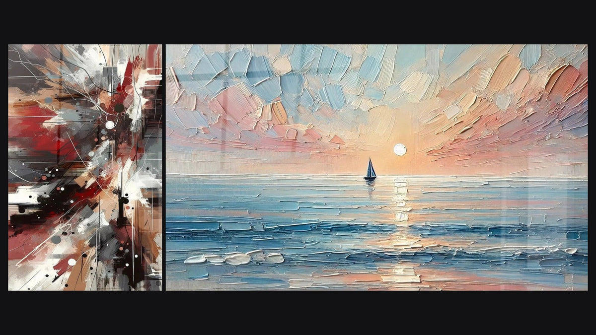 Deux tableaux côte à côte : Bruit Dynamique Explosive et Voyage au Crépuscule