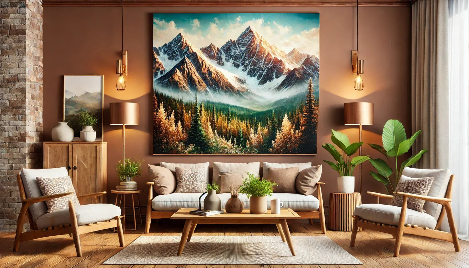 Comment un tableau nature avec des paysages montagneux peut dynamiser une décoration rustique ?
