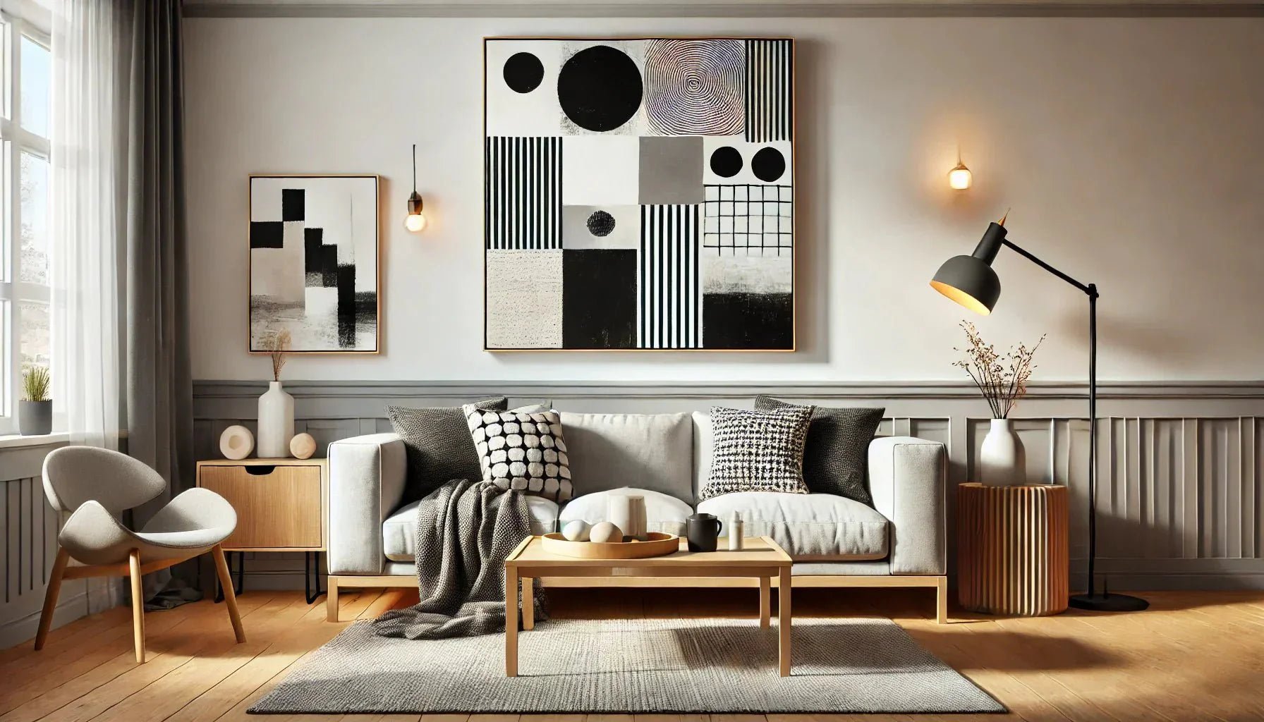 Comment un tableau peinture abstrait monochrome peut-il compléter une décoration scandinave ?
