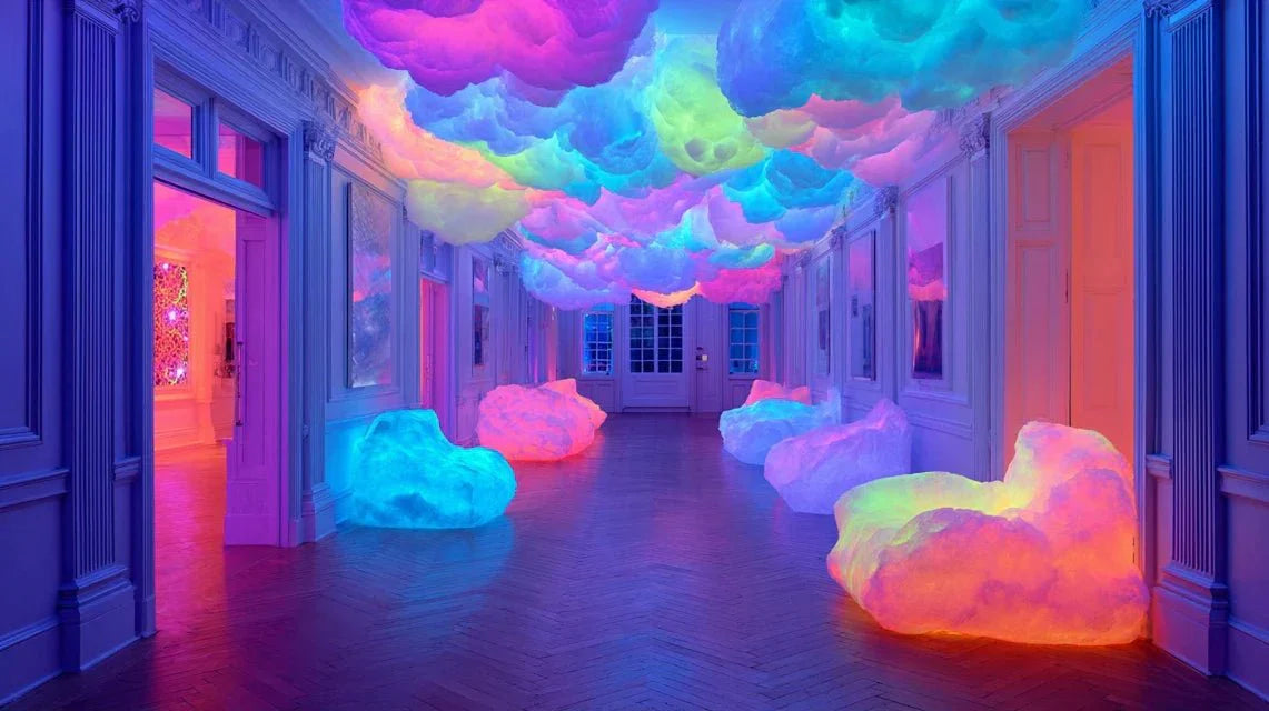 Culture rave et nébuleuses fluorescentes dans la déco moderne