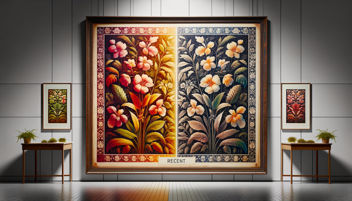 Comparaison photographique entre impression textile à encre pigmentaire éclatante et encre colorant décolorée montrant la différence de longévité