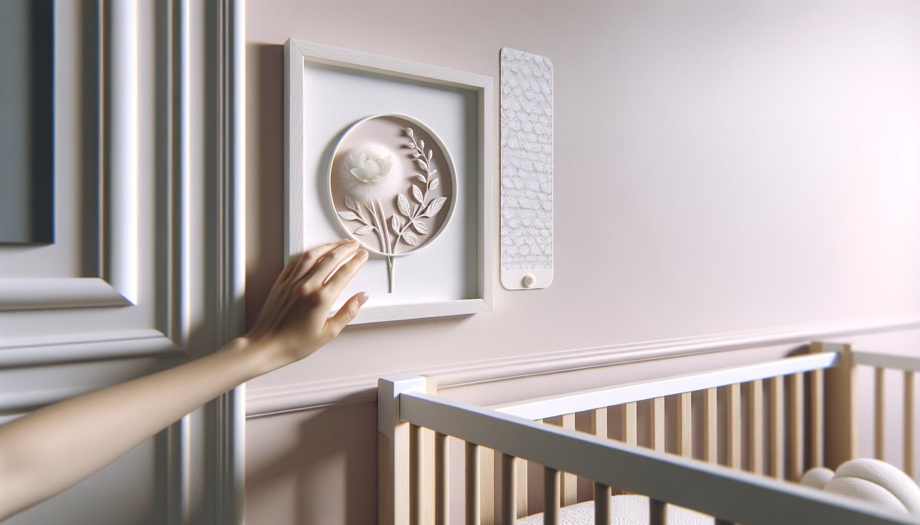 Système de fixation invisible sans clous pour décoration murale dans chambre de bébé contemporaine sécurisée