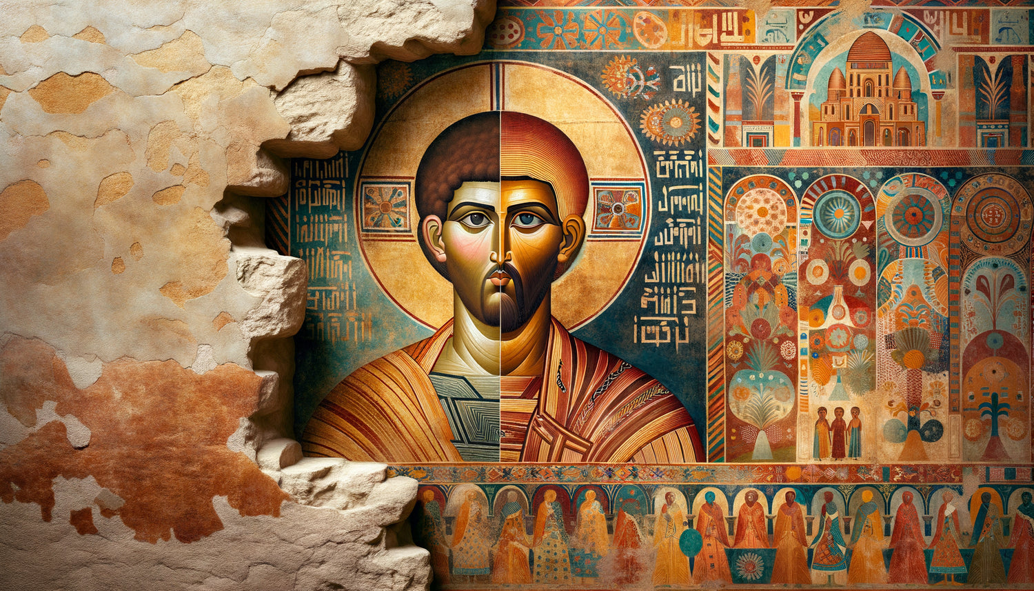 Comparaison de fresques nubiennes chrétiennes : style byzantin sobre du nord contre exubérance colorée africaine du sud