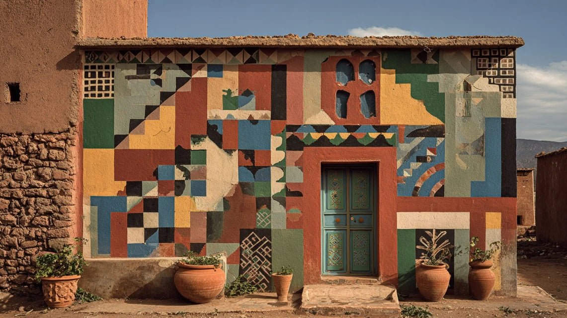 Géométrie des poteries Amazigh en compositions murales berbères