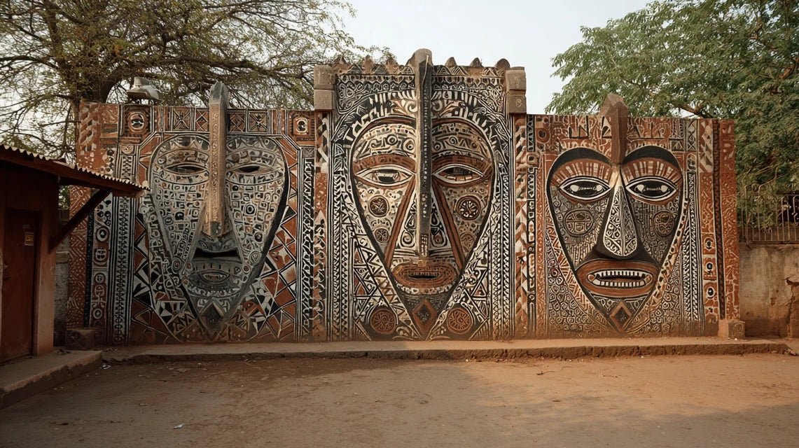 Graphisme des masques Bwa du Burkina Faso en art mural