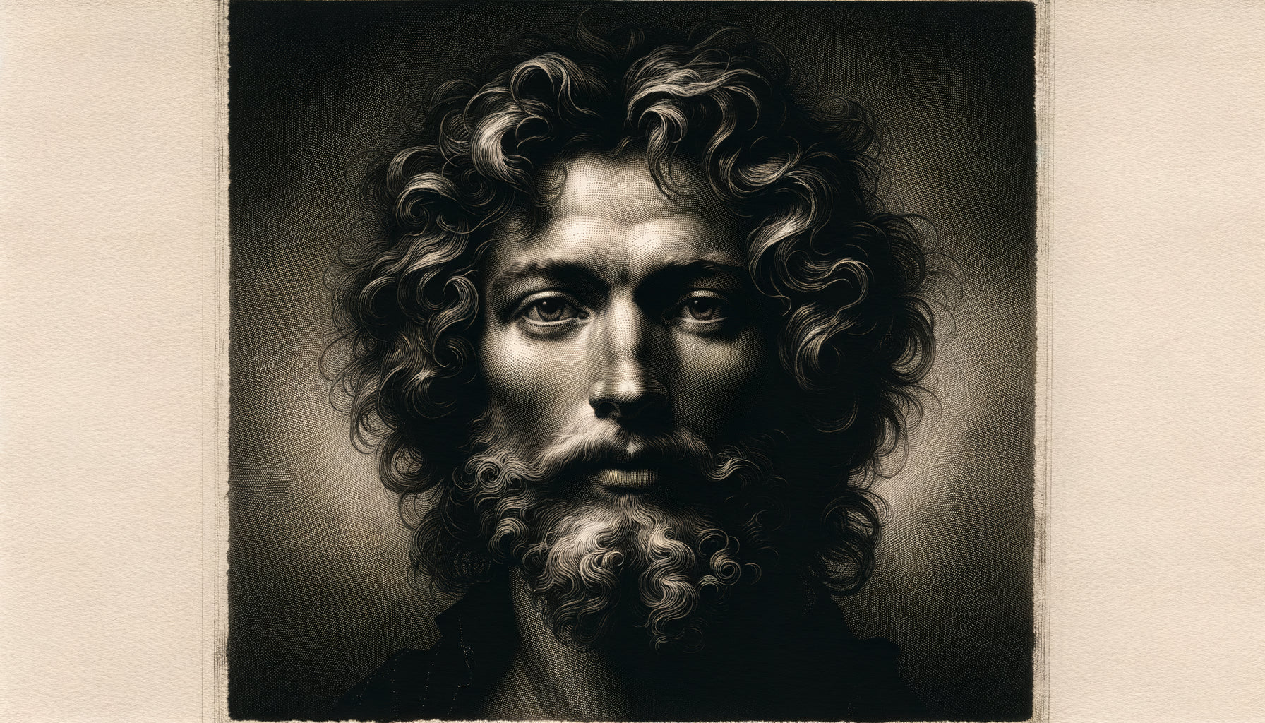 Gravure mezzotinte du XVIIe siècle montrant les noirs veloutés profonds caractéristiques de cette technique baroque