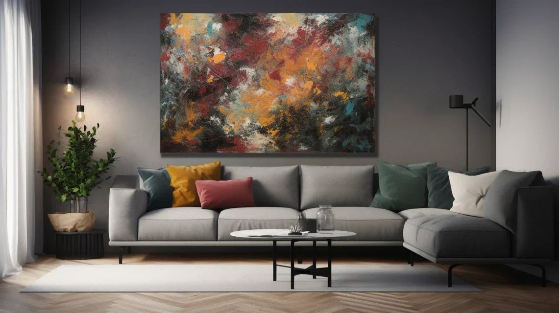 Chambre à coucher avec tableau en verre acrylique solidement fixé au-dessus du lit montrant les éléments de sécurité spécifiques