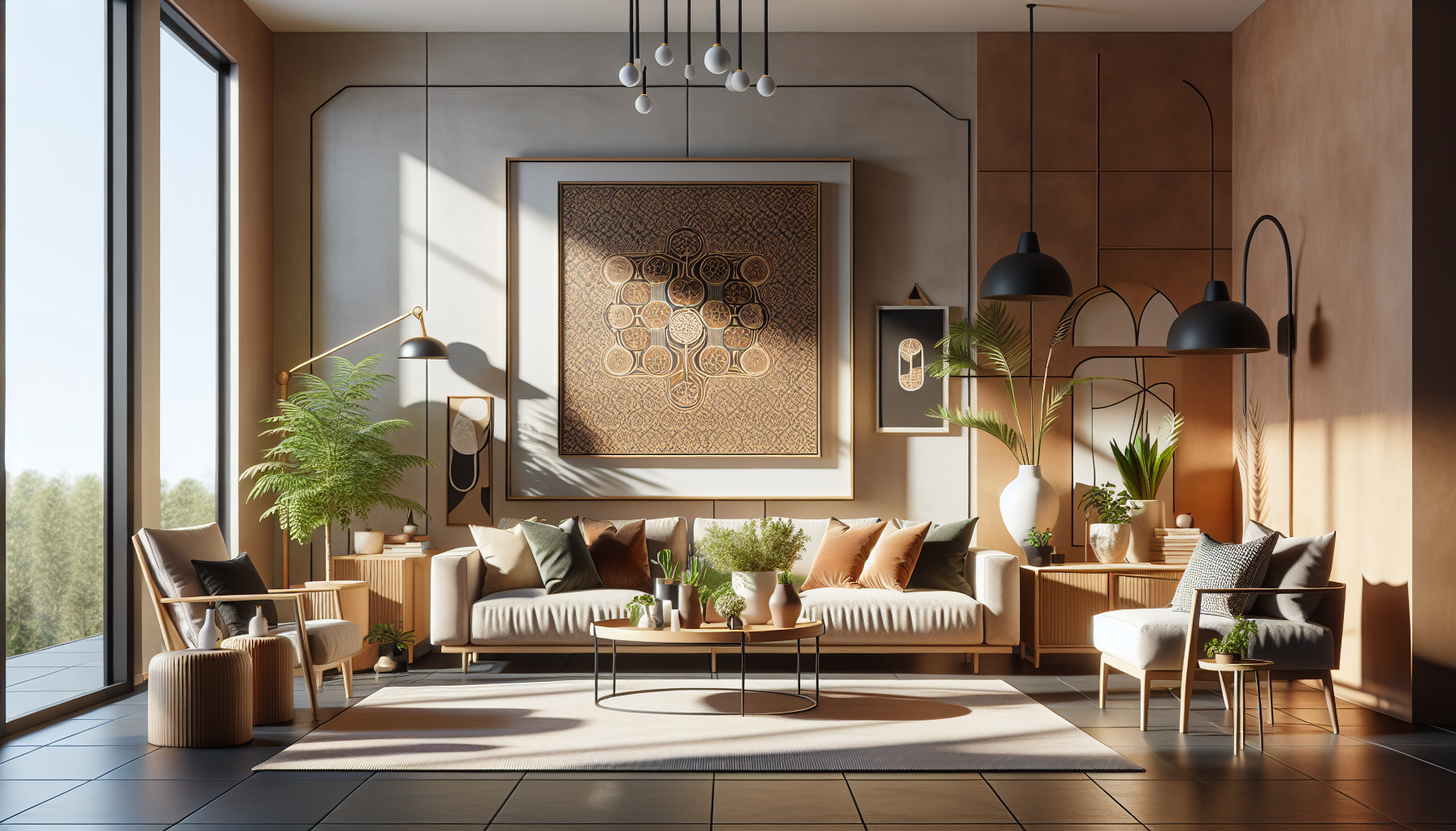 Intérieur contemporain avec tableau décoratif — ambiance wall art