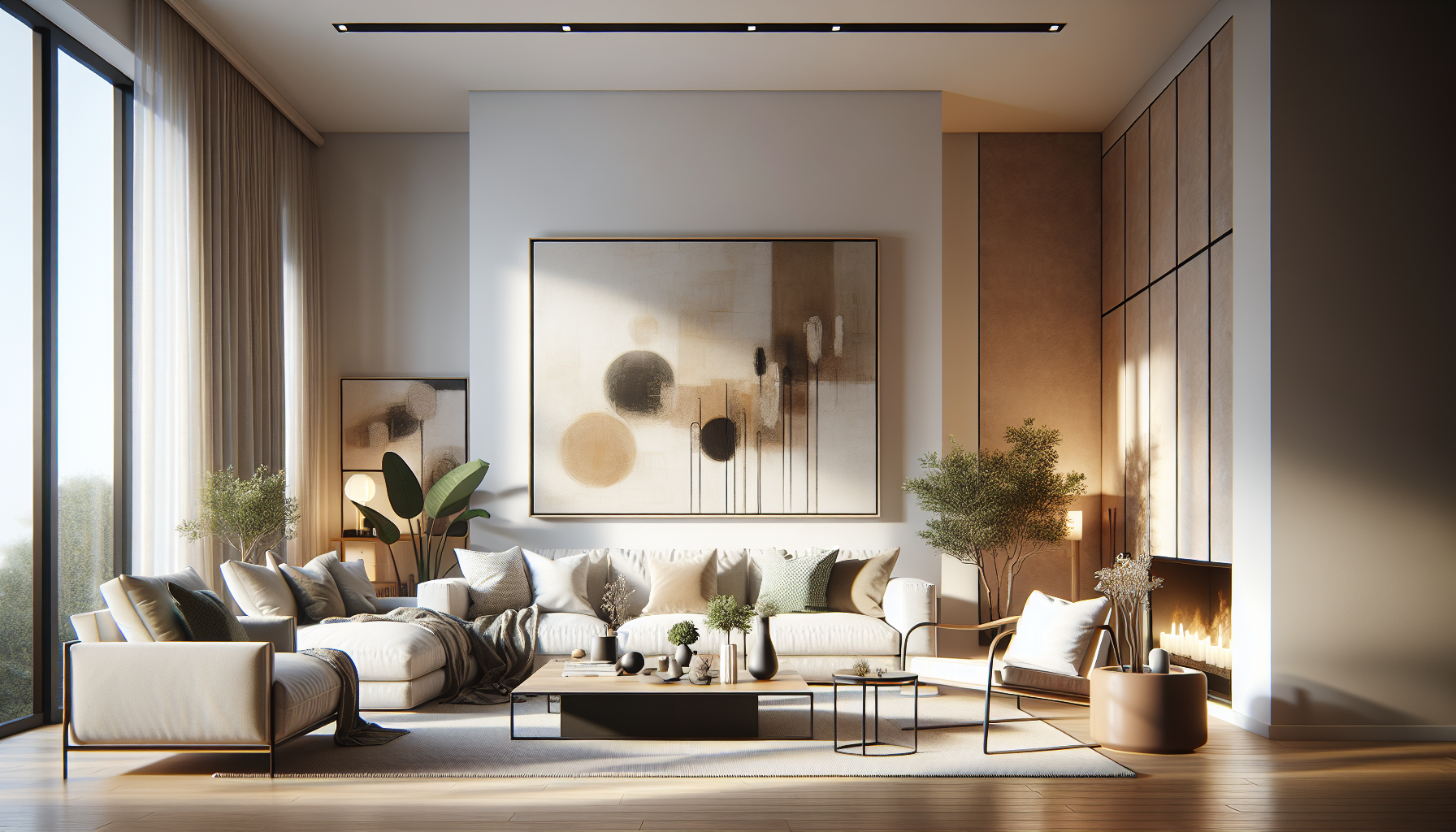 Intérieur contemporain avec tableau décoratif — ambiance wall art