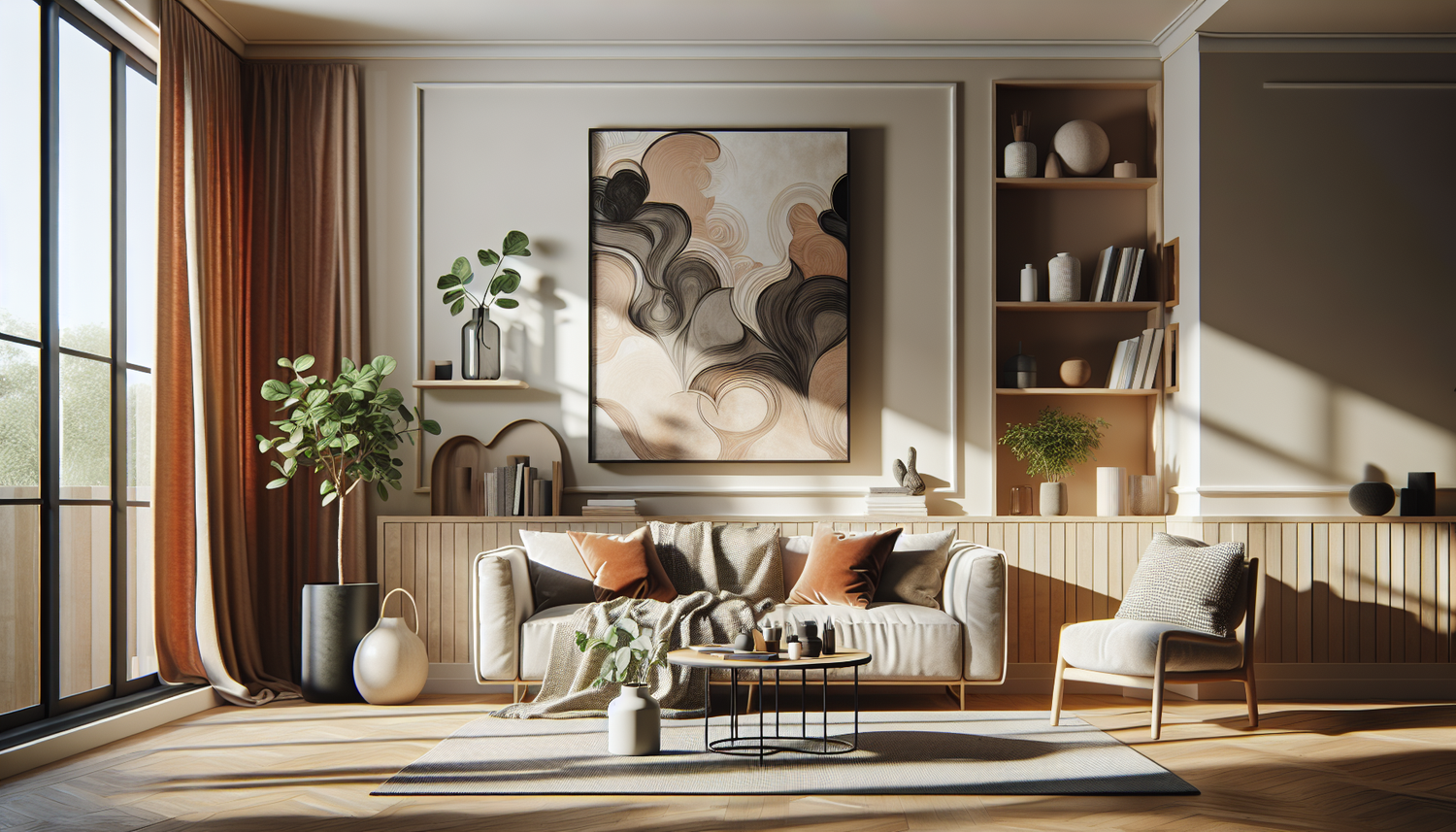 Intérieur contemporain avec tableau décoratif — ambiance wall art