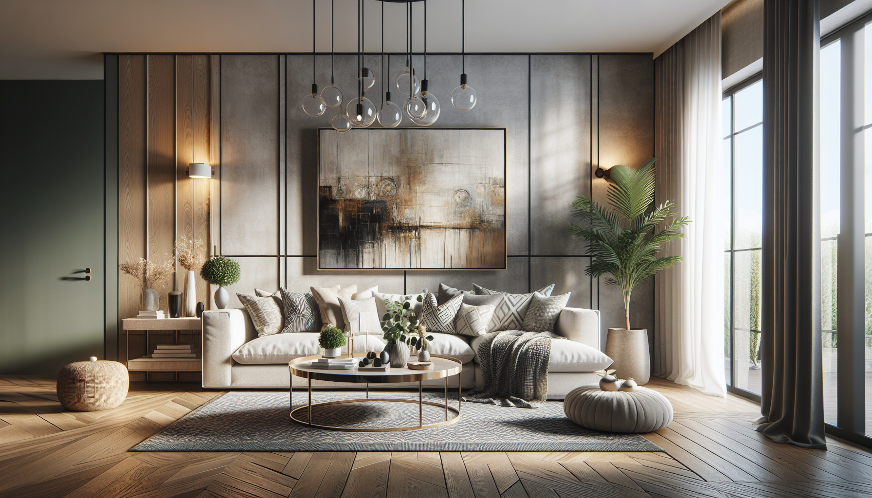Intérieur contemporain avec tableau décoratif — ambiance wall art