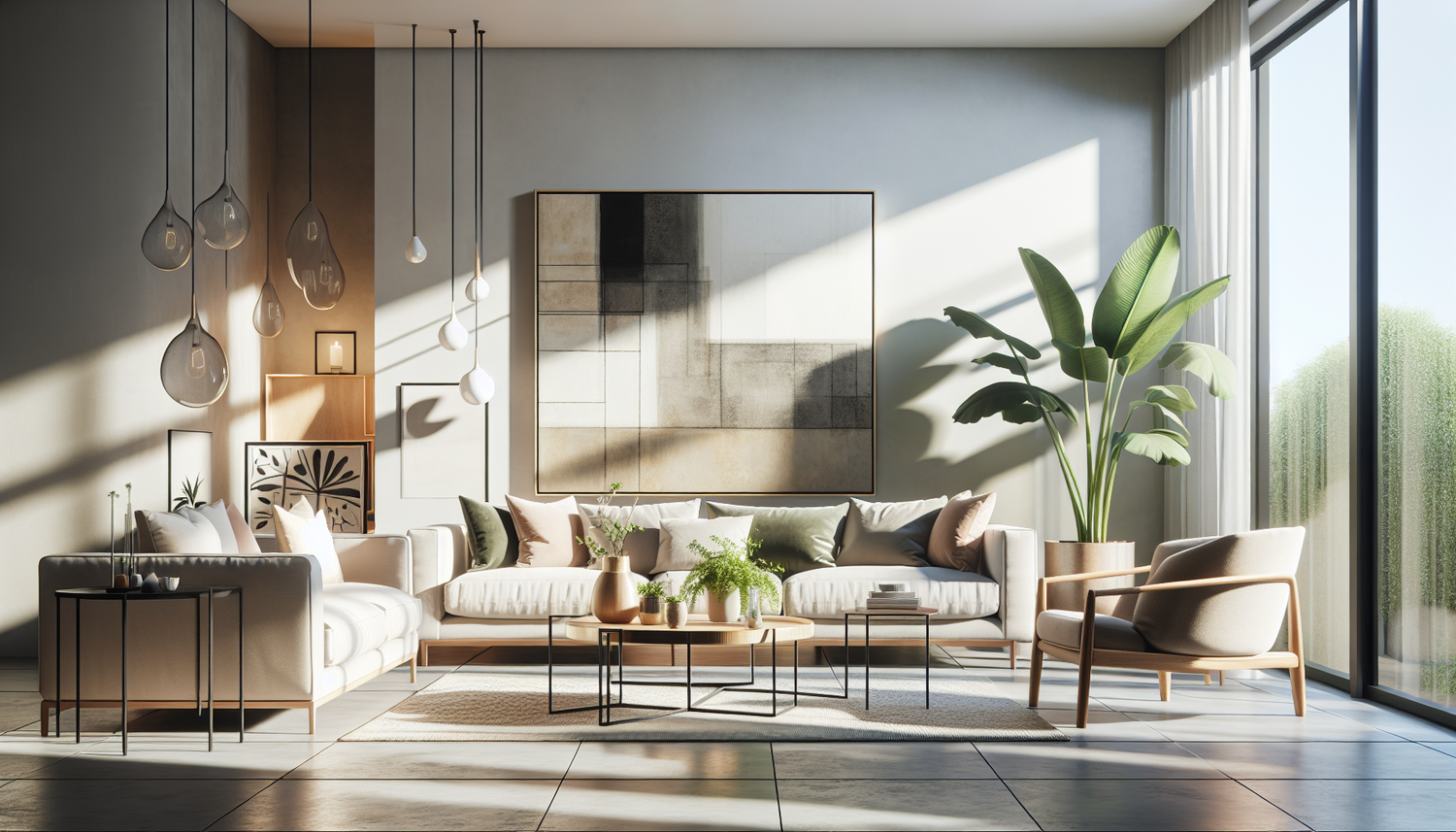 Intérieur contemporain avec tableau décoratif — ambiance wall art