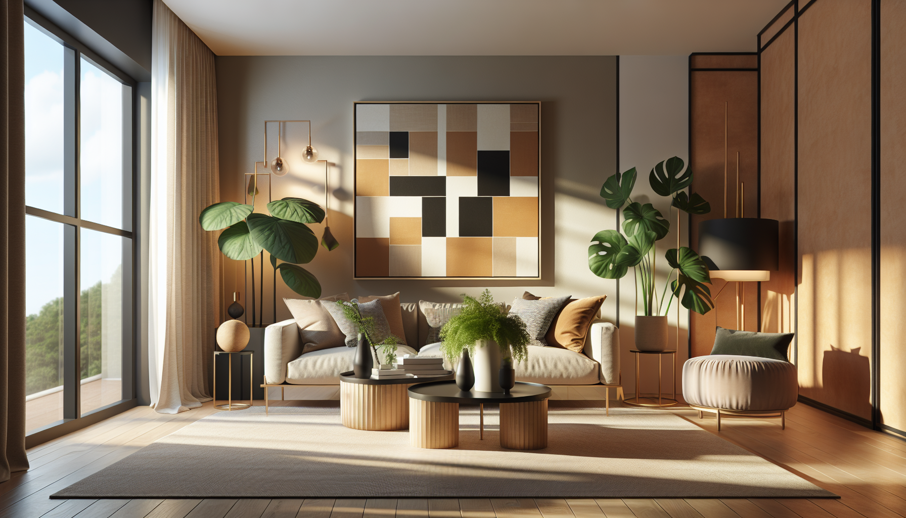Intérieur contemporain avec tableau décoratif — ambiance wall art