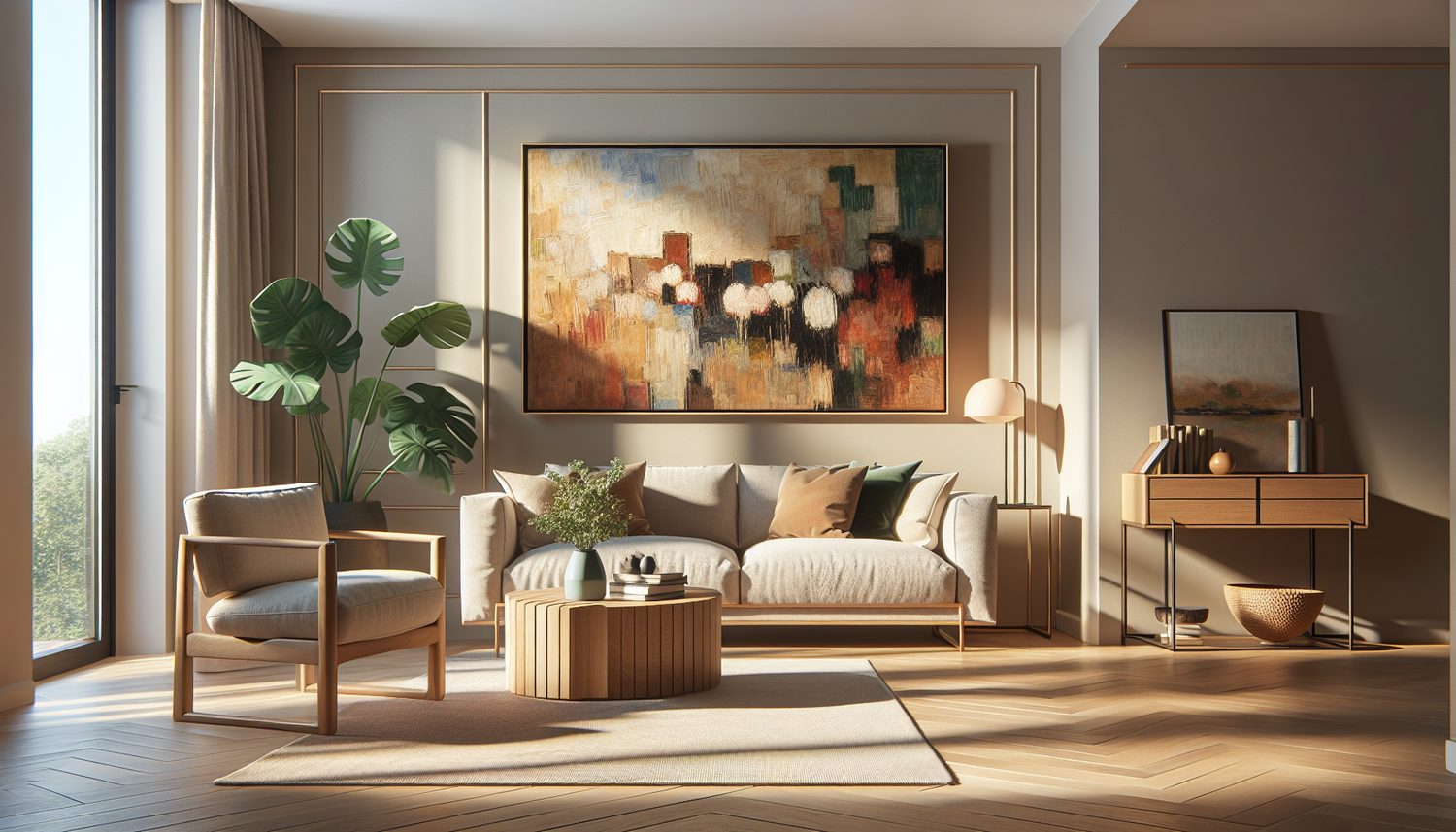 Intérieur contemporain avec tableau décoratif — ambiance Parcourez tous nos tableaux