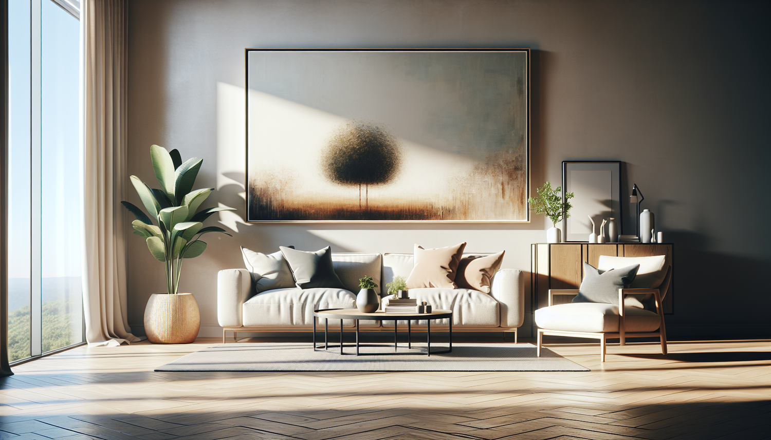 Intérieur contemporain avec tableau décoratif — ambiance wall art