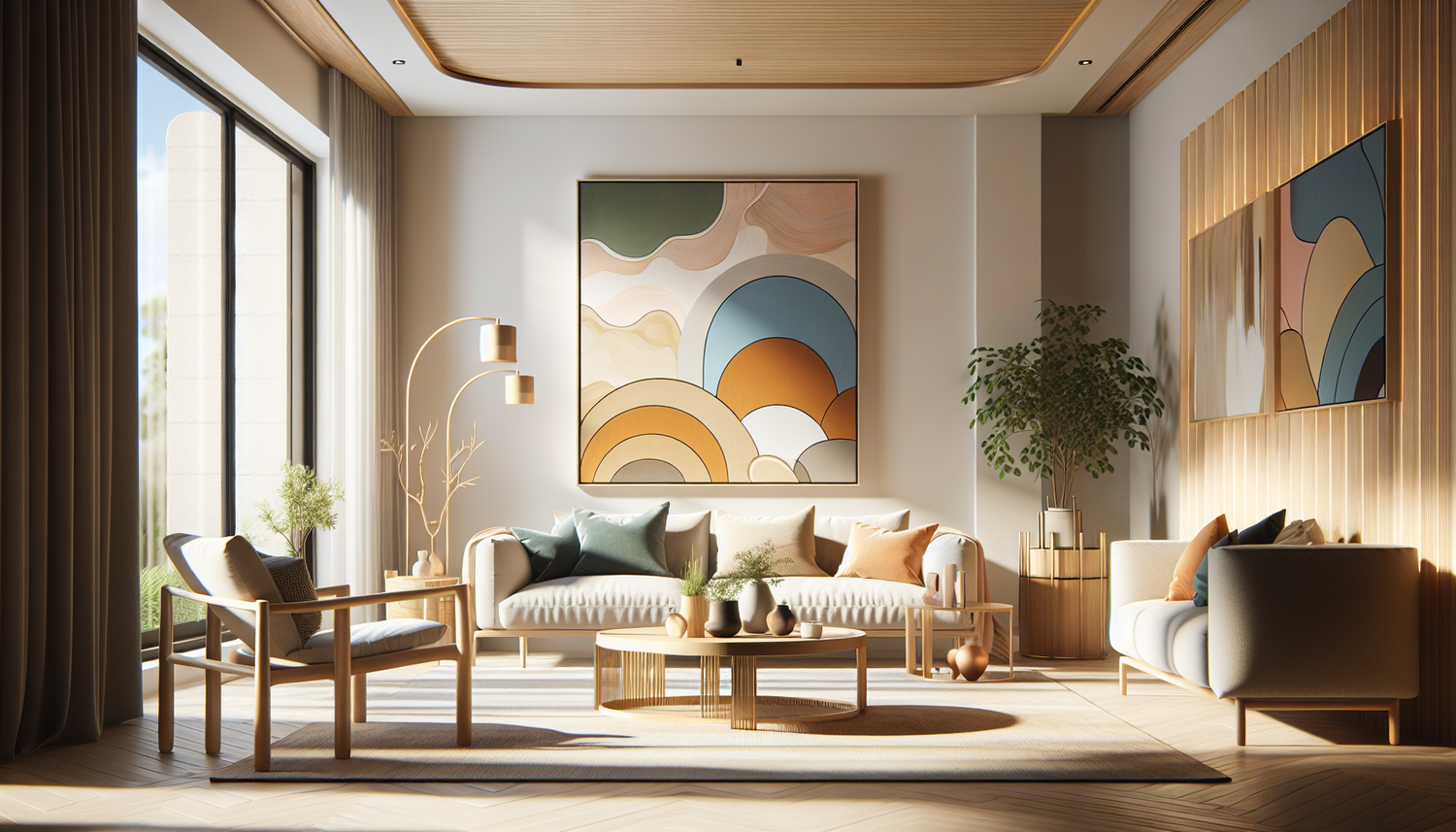 Intérieur contemporain avec tableau décoratif — ambiance Tableau Bretagne