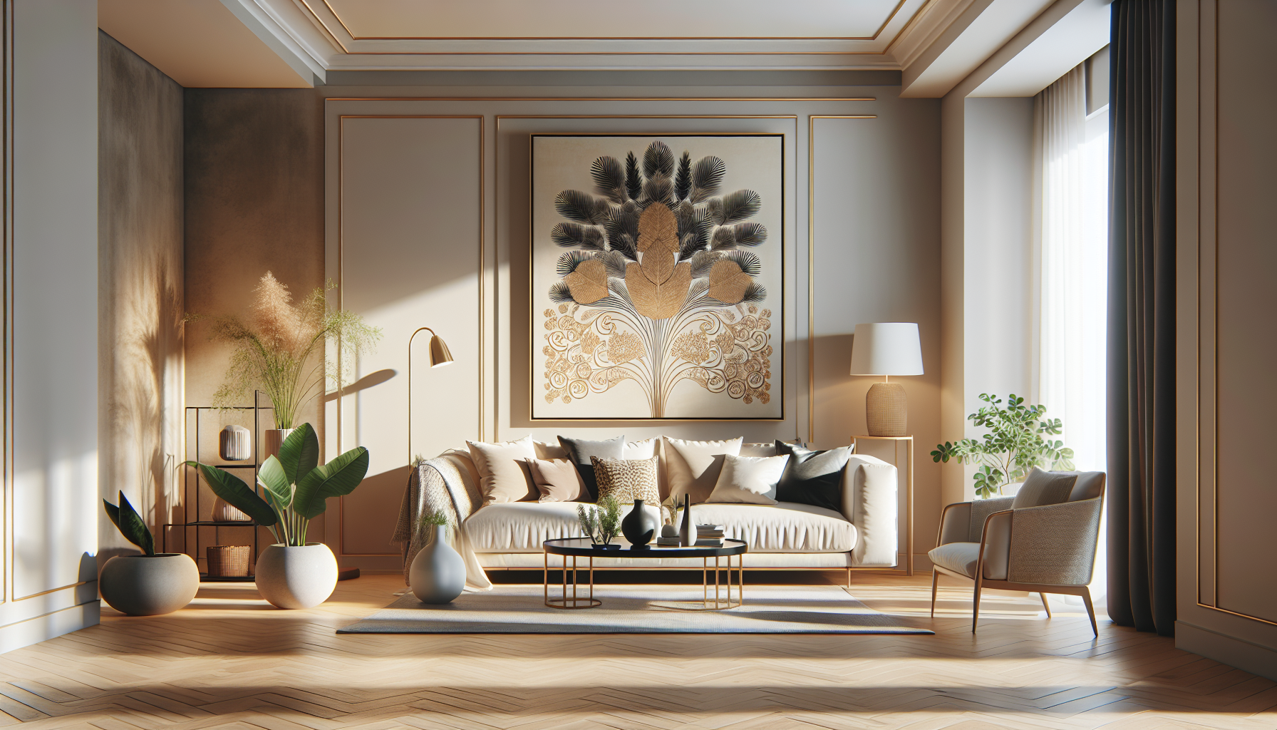 Intérieur contemporain avec tableau décoratif — ambiance wall art