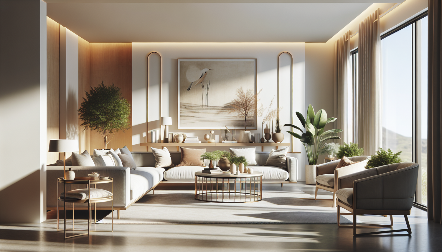 Intérieur contemporain avec tableau décoratif — ambiance Tableau Noël