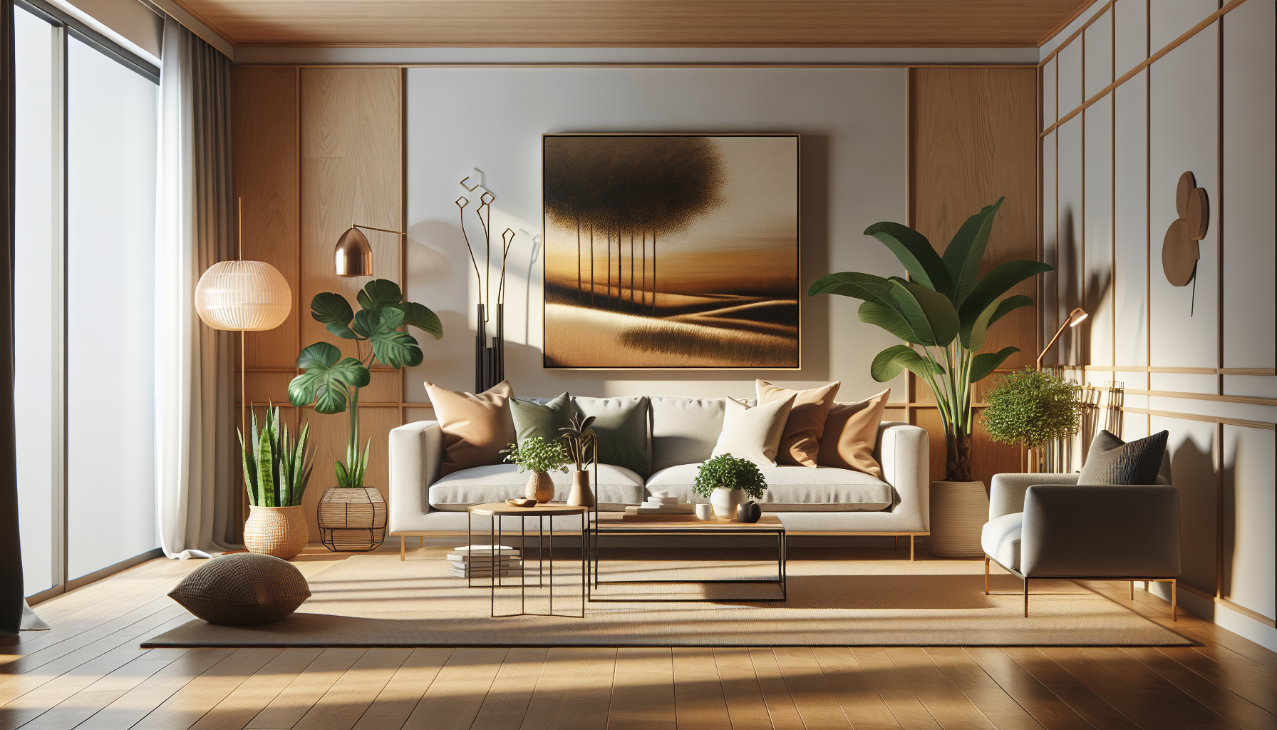 Intérieur contemporain avec tableau décoratif — ambiance Tableau Golf