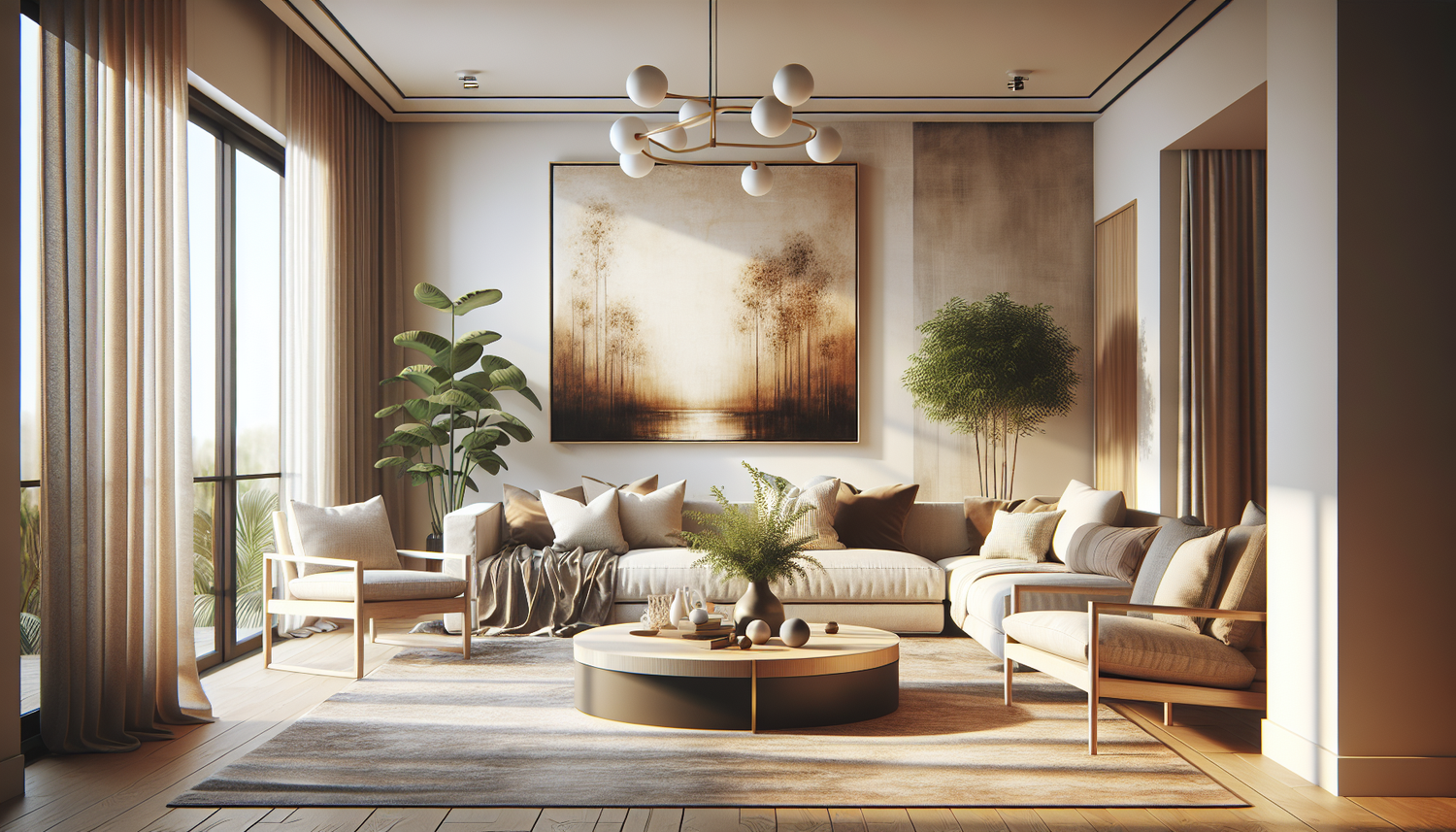 Intérieur contemporain avec tableau décoratif — ambiance wall art
