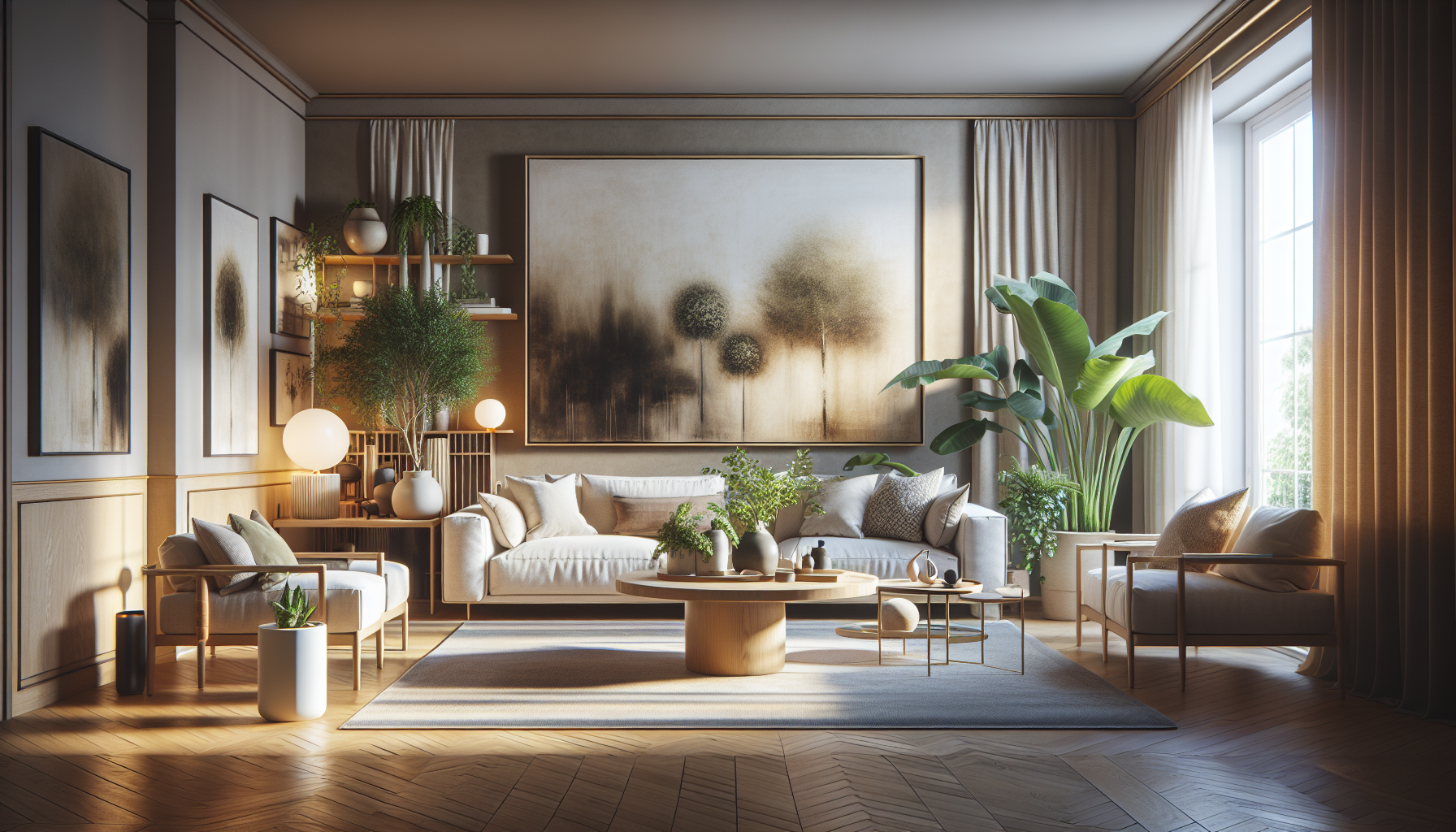 Intérieur contemporain avec tableau décoratif — ambiance wall art