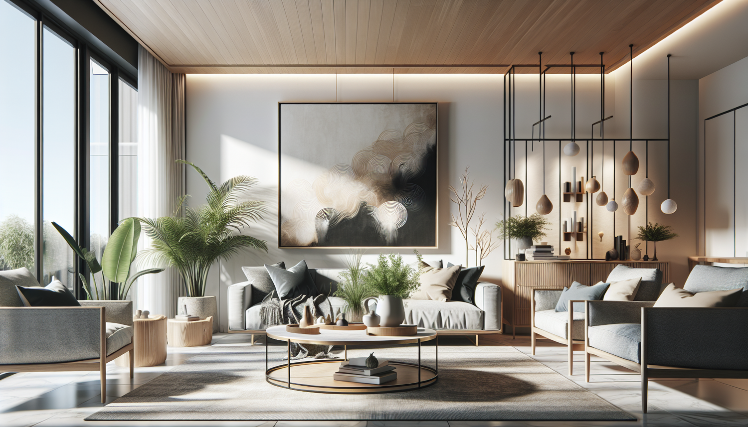 Intérieur contemporain avec tableau décoratif — ambiance wall art