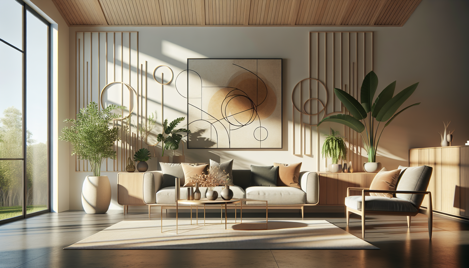 Intérieur contemporain avec tableau décoratif — ambiance wall art