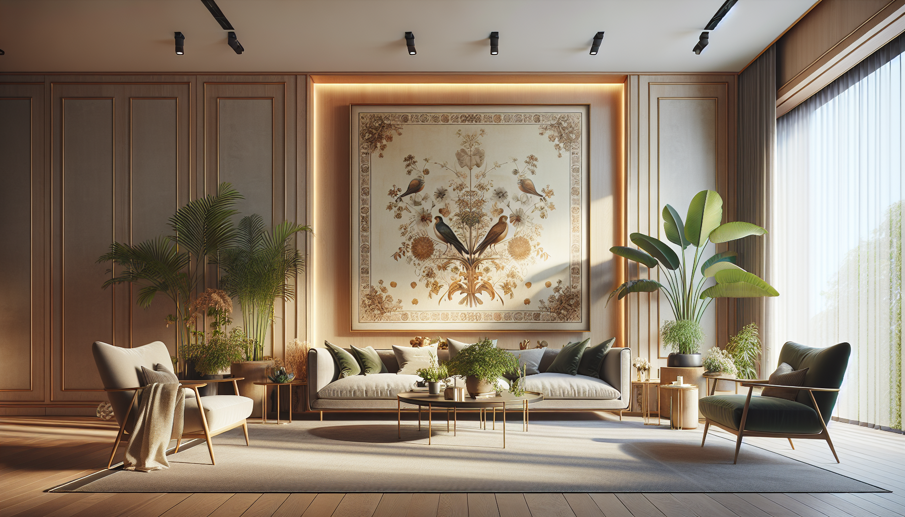 Intérieur contemporain avec tableau décoratif — ambiance Tableaux Papillon