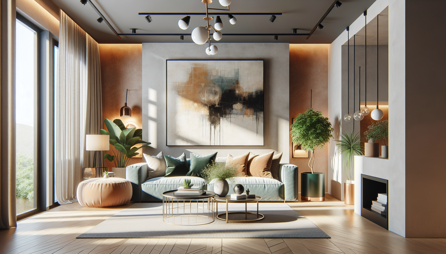 Intérieur contemporain avec tableau décoratif — ambiance wall art
