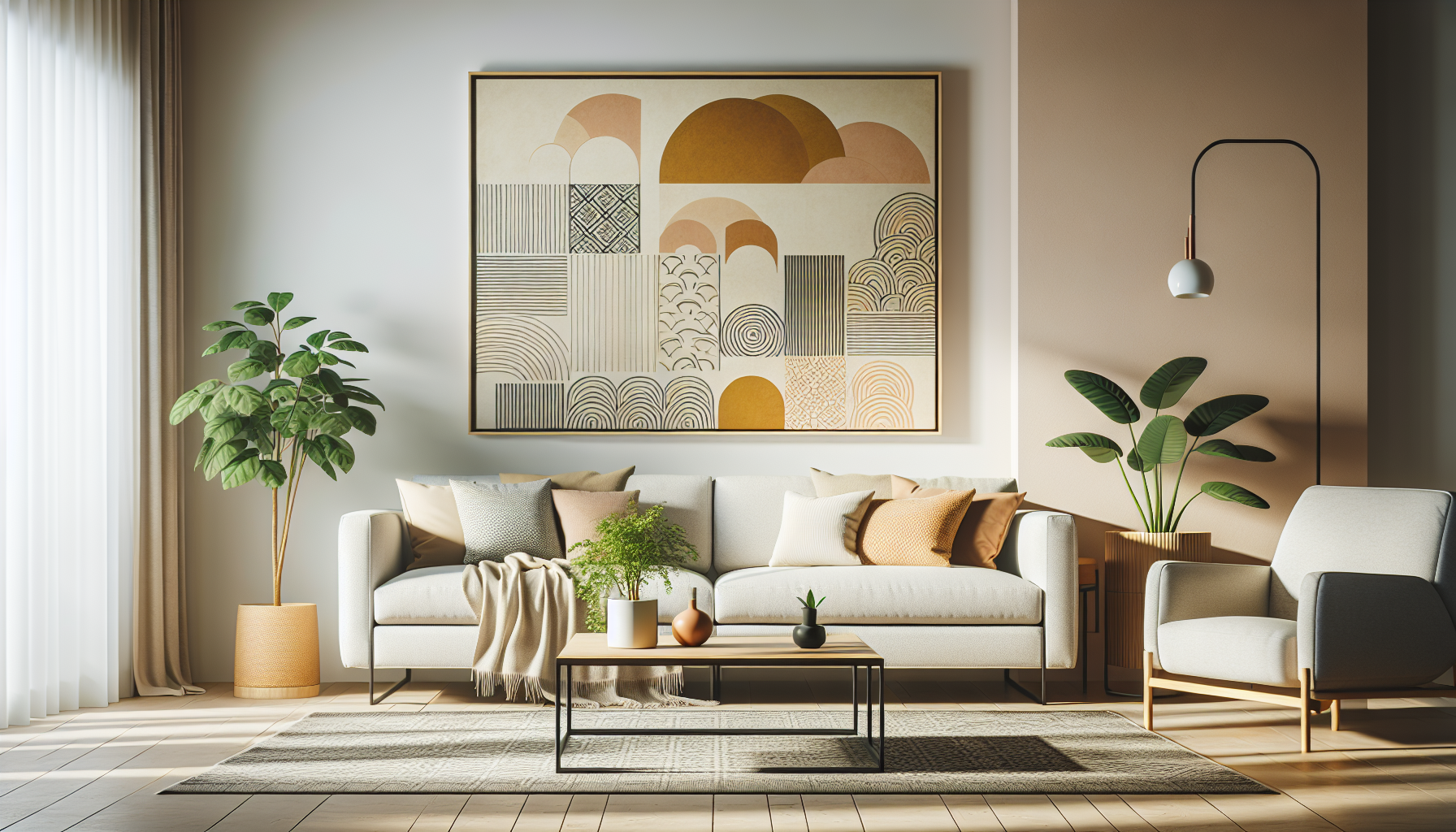 Intérieur contemporain avec tableau décoratif — ambiance wall art