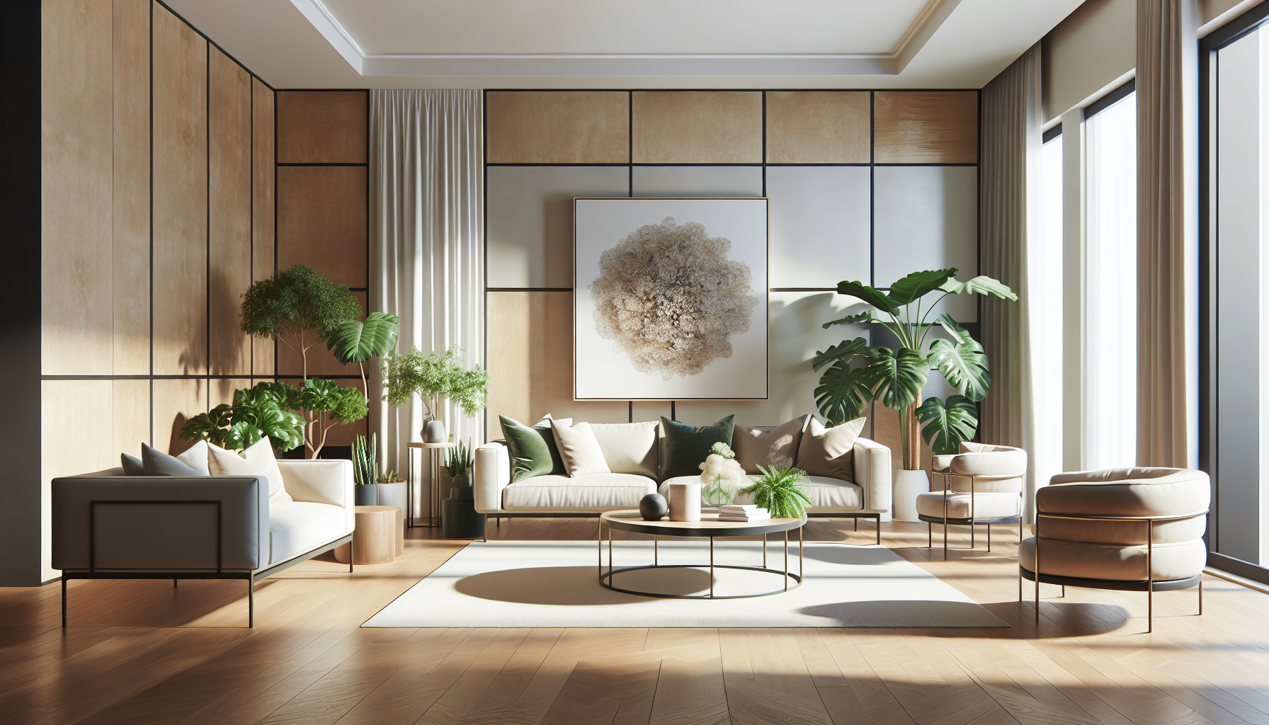 Intérieur contemporain avec tableau décoratif — ambiance wall art