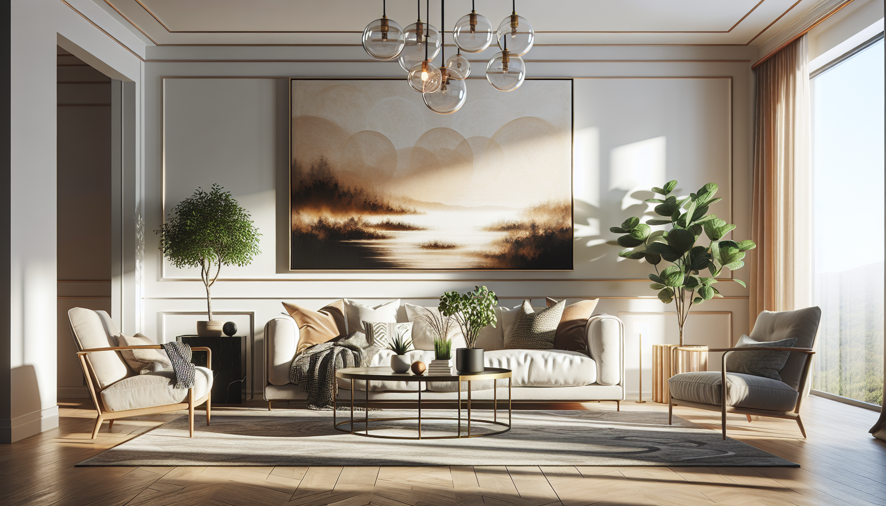 Intérieur contemporain avec tableau décoratif — ambiance Art & Cuisine