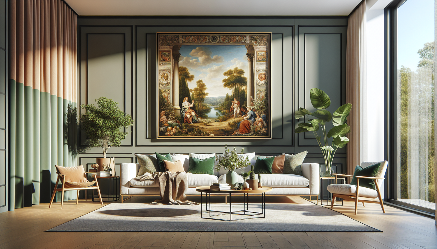 Intérieur contemporain avec tableau décoratif — ambiance Tableaux Italie