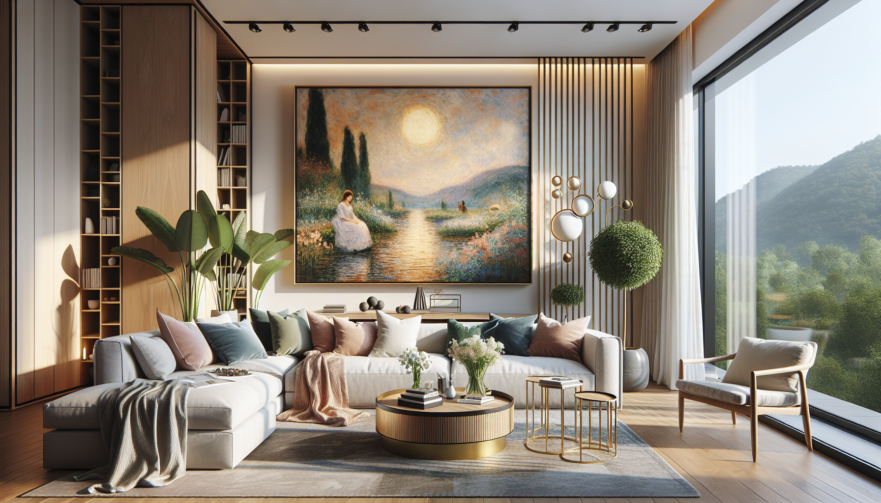 Intérieur contemporain avec tableau décoratif — ambiance Tableau Fête des Mères