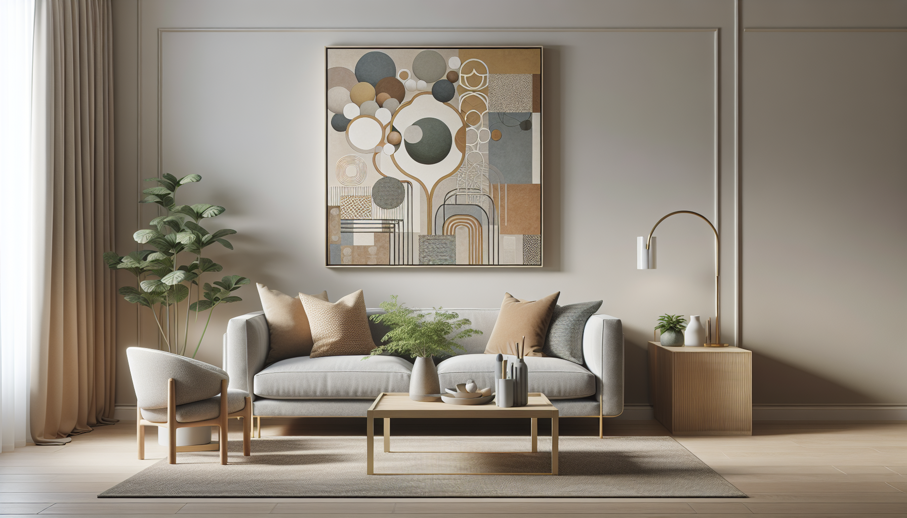 Intérieur contemporain avec tableau décoratif — ambiance Tableau Fête des Mères