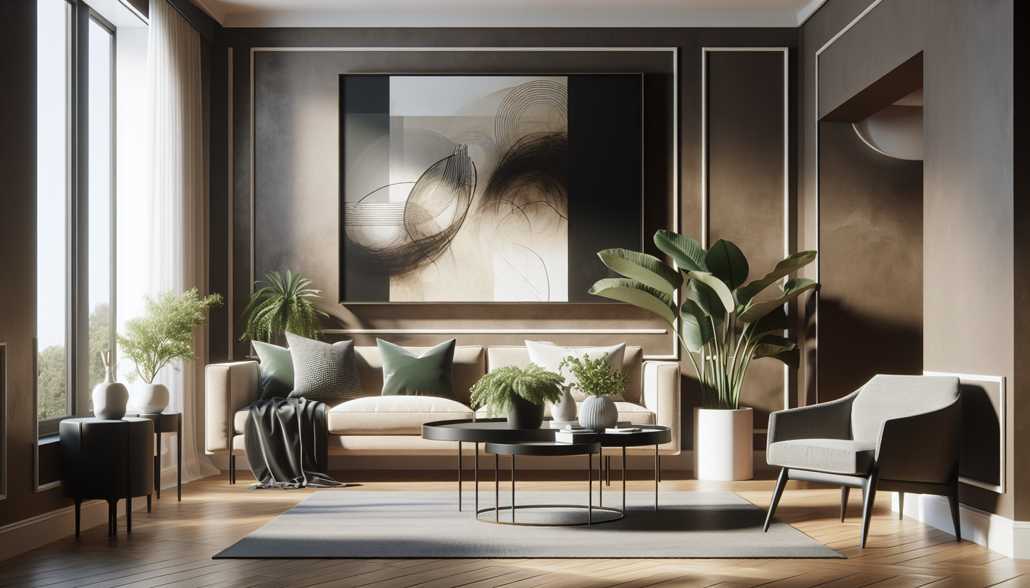 Intérieur contemporain avec tableau décoratif — ambiance wall art