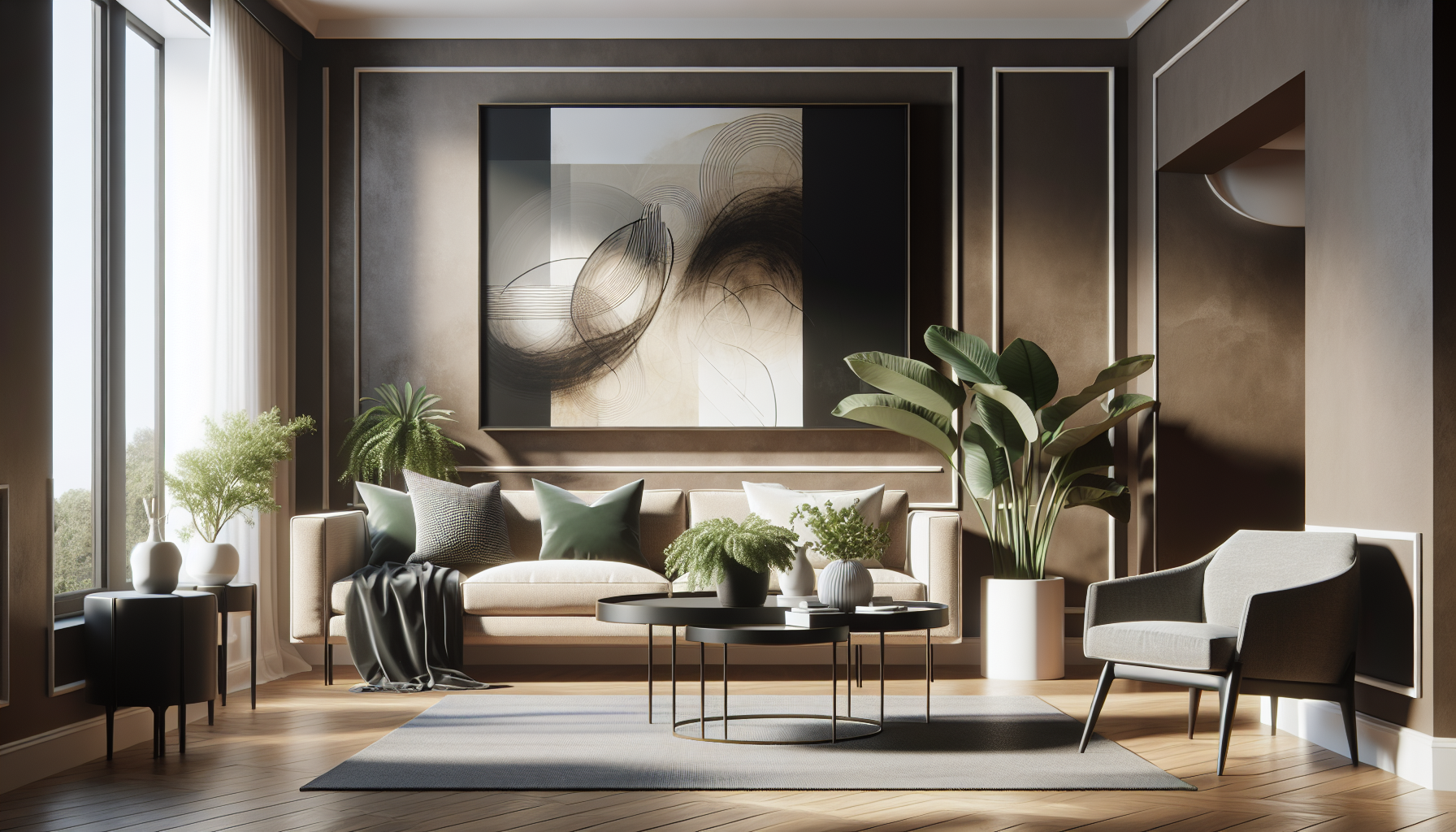 Intérieur contemporain avec tableau décoratif — ambiance wall art