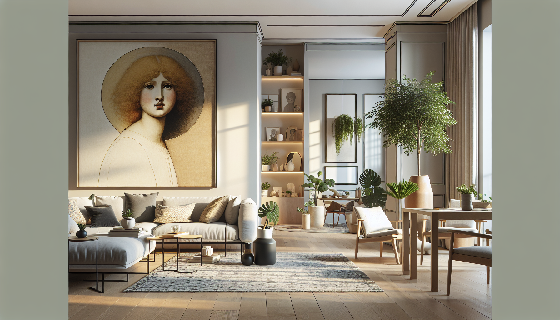 Intérieur contemporain avec tableau décoratif — ambiance Tableaux Visage