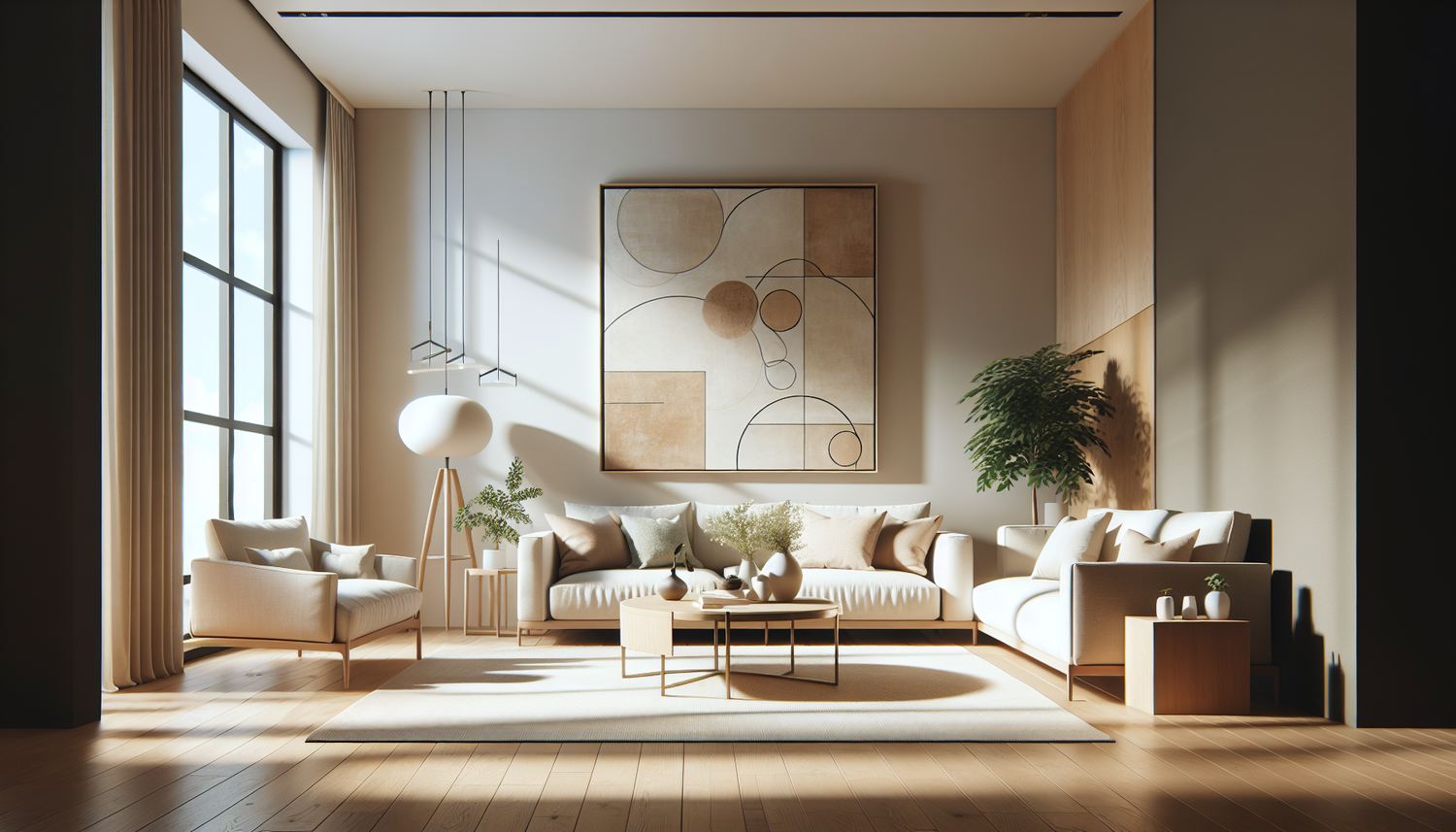 Intérieur contemporain avec tableau décoratif — ambiance wall art