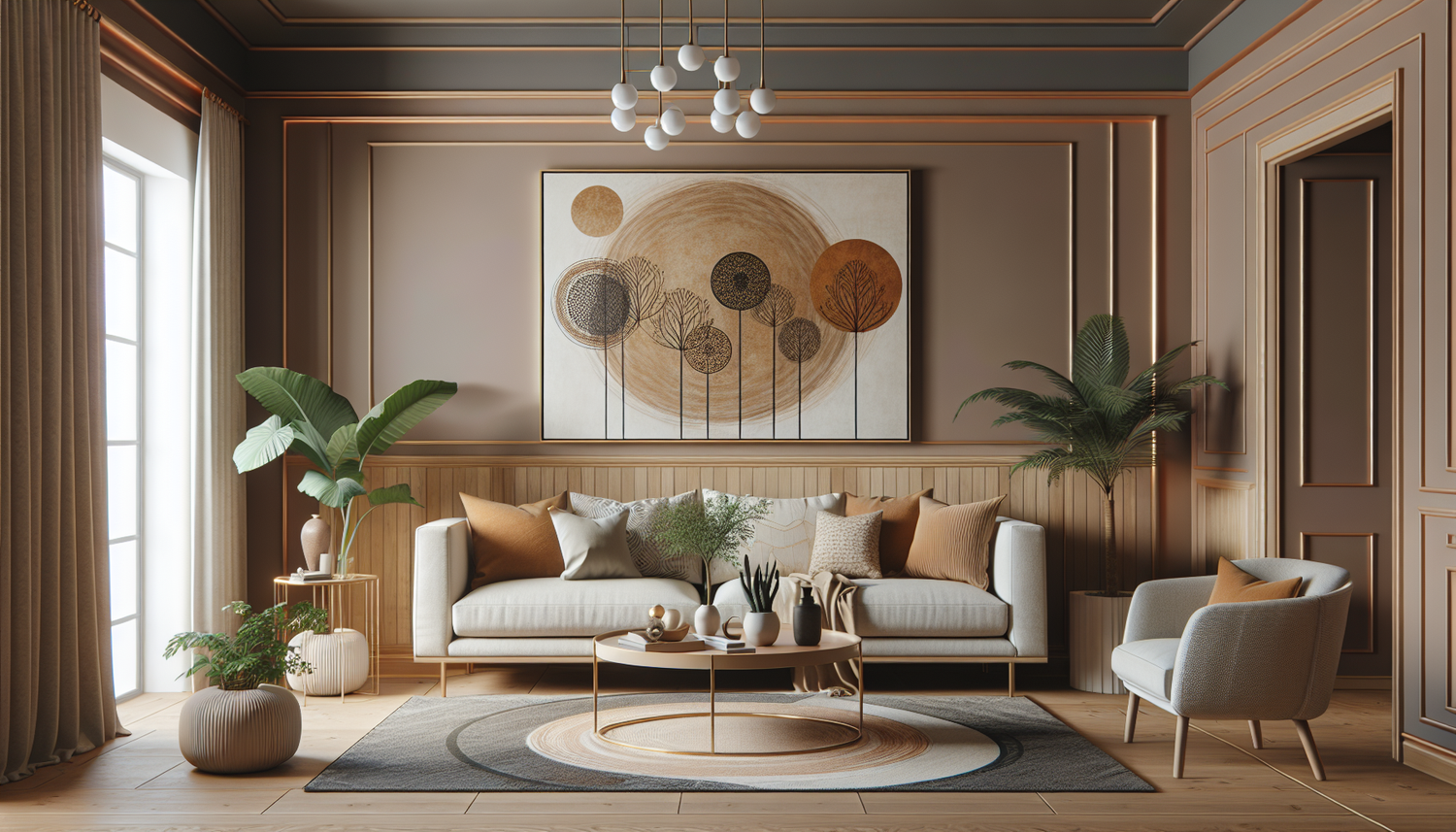 Intérieur contemporain avec tableau décoratif — ambiance wall art